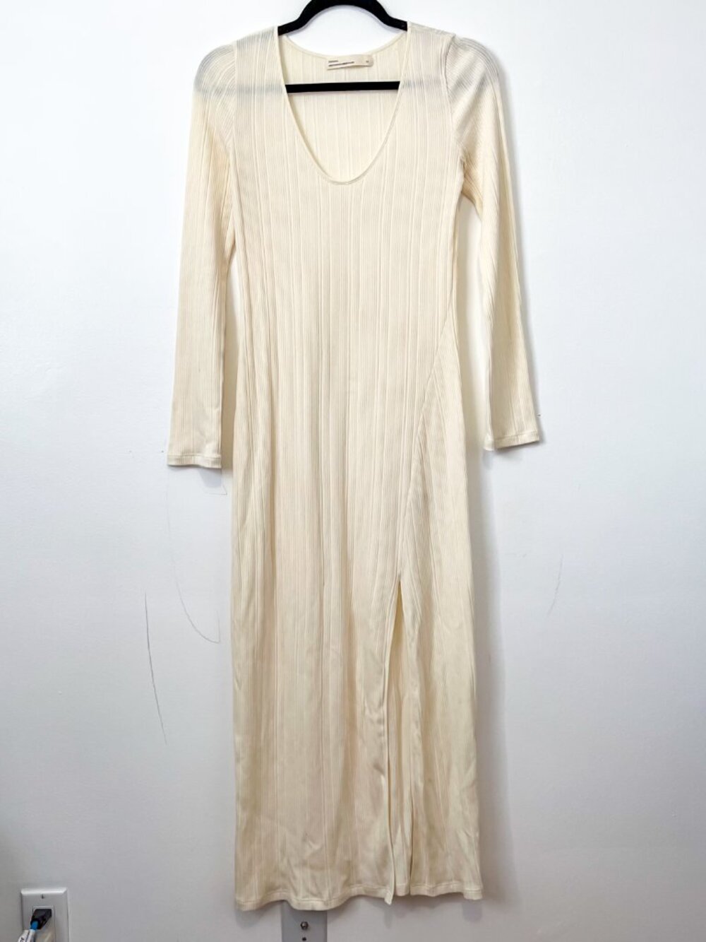 MOVING SALE! Oak + Fort Midi Beige Ribbed Long Sleeve Dress